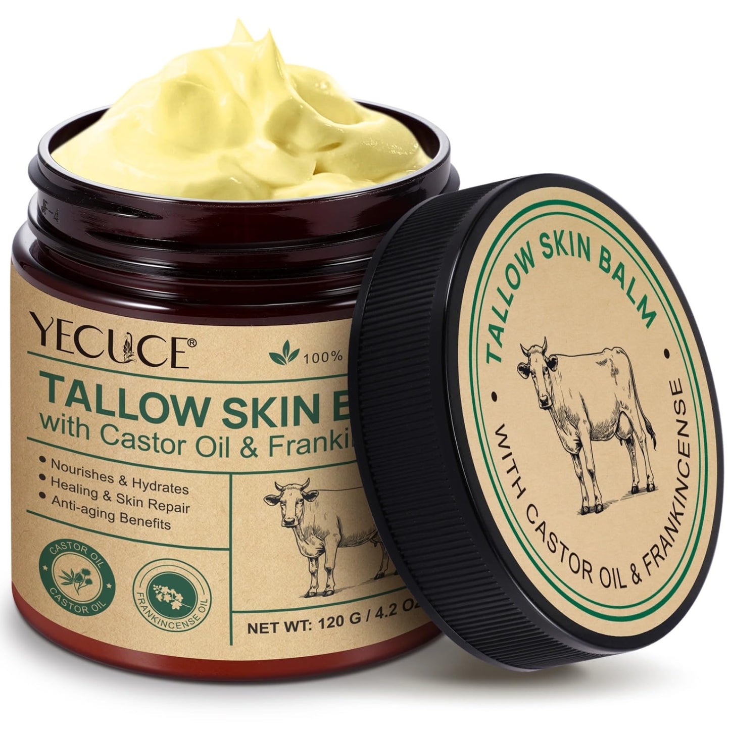 YECUCE Tallow Skin Balm with Castor Oil & Frankincense